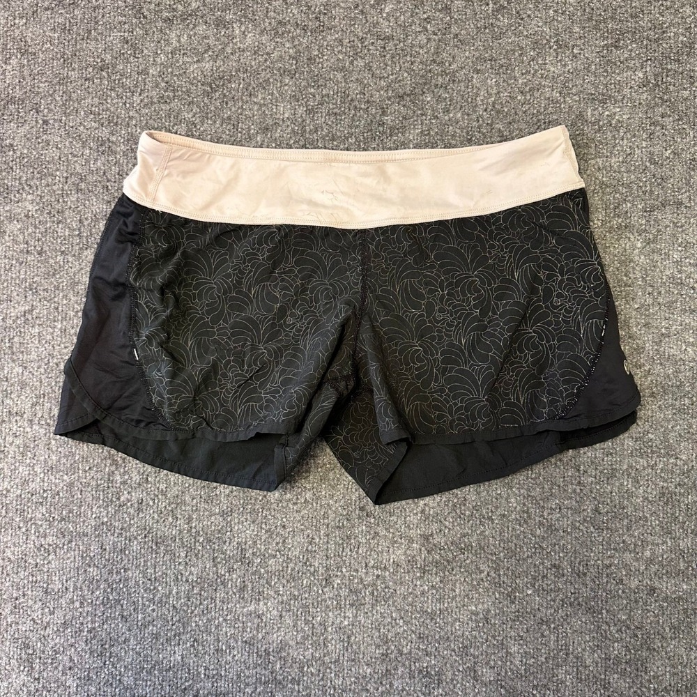 Lululemon Shorts Womens Size 4 Black Pink Floral Run Speed Athletic Workout